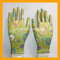 Guantes de jardín impresos flor barata para mujeres Guantes de nitrilo transparentes